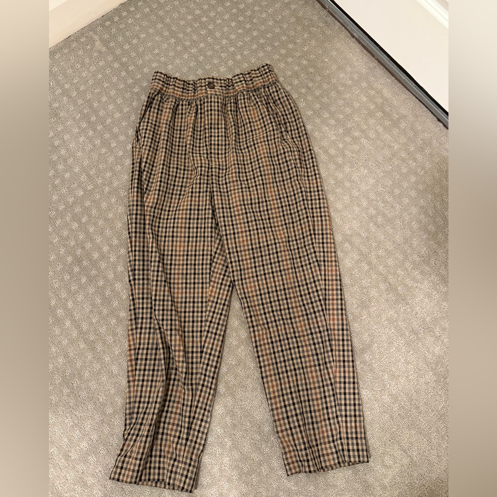Madewell Women’s Checkered Pants - Brown and Black
